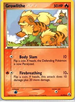 Pokemon TCG Growlithe 55/92 Legend Maker LP - Image 1