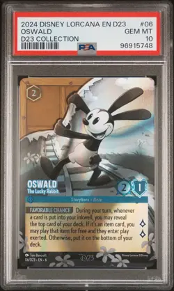 2024 Disney Lorcana EN OSWALD The Lucky Rabbit 06/D23 COLLECTION PSA 10 - Image 1