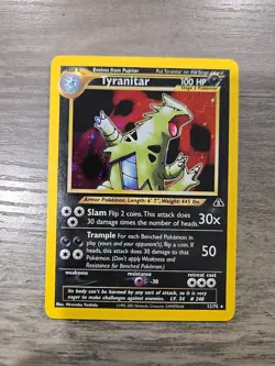 Tyranitar Holo Rare Pokemon Card 12/75 Neo Discovery Low Play - Image 1