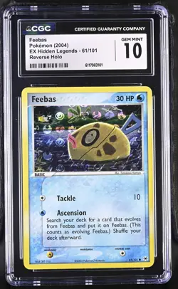 CGC 10 GEM MINT Feebas 2004 EX Hidden Legends 61/101 Reverse Holo Pokemon Card - Image 1