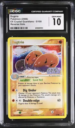 CGC 10 Dugtrio 2006 EX Crystal Guardians 5/100 Reverse Holo STAMPED Pokemon Card - Image 1