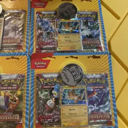 Pokemon TCG Scarlet & Violet + Paldea Evolved Blister Pack Pawmot (4 Pk Sealed) - Image 3