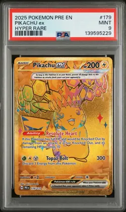 2025 Pokemon Pre EN-Prismatic Evolutions Pikachu EX Hyper Rare PSA 9 - Image 1