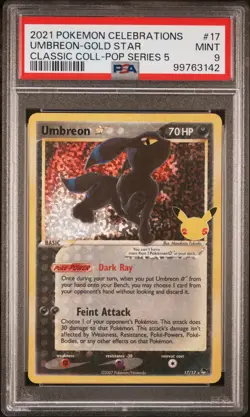 2021 Pokemon Celebrations Classic Collection #17 Umbreon Gold Star PSA 9 - Image 1