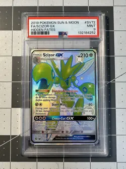 Scizor GX Full Art PSA 9 MINT 2019 Pokemon Sun & Moon Hidden Fates #SV72/SV94 - Image 1