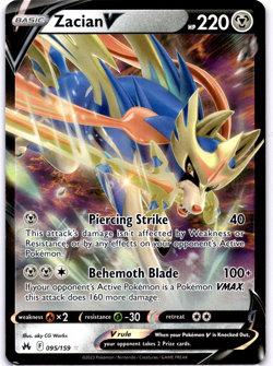 Pokemon TCG Zacian V 095/159 Crown Zenith Holo Rare Near Mint - Image 1