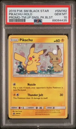 PSA 10 Pokemon Pikachu Mimikyu SM162 Team Up Holo Black Star Promo 2019 Sun Moon - Image 1