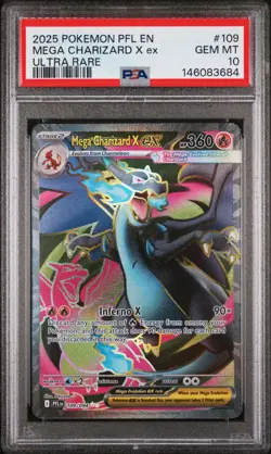 2025 POKEMON PFL EN-PHANTASMAL FLAMES ULTRA RARE #109 MEGA CHARIZARD X EX PSA 10 - Image 1
