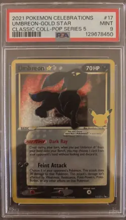 2021 POKEMON CELEBRATIONS CLASSIC COLL #17 UMBREON-GOLD STAR PSA 9 - Image 1