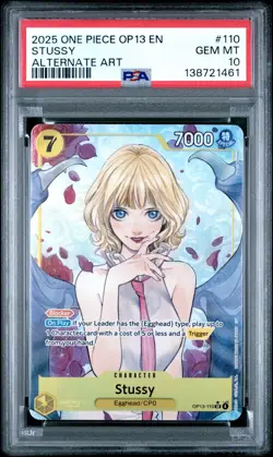 2025 ONE PIECE OP13 110 CARRYING ON HIS WILL STUSSY ALT ART PSA 10 GEM MINT - Image 1