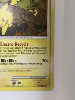 Pokemon Pikachu Mysterious Treasures 94/123 Common 2007 60 HP Card - Image 5