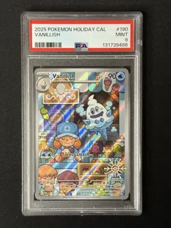2025 Pokemon Vanillish Illustration 190/182 Holiday Calendar Stamped Promo PSA 9 - Image 1