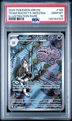 2025 Team Rocket’s Weezing 199 Pokemon Destined Rivals Illustration Rare PSA 10 - Image 1