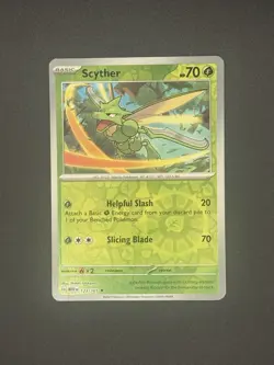 Pokemon Scyther TCG Reverse Holo Card Scarlet Violet-151 123/165 - NM - Image 3