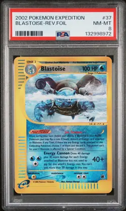 2002 Pokemon Expedition #37 Blastoise-Rev.Foil PSA 8 - Image 1