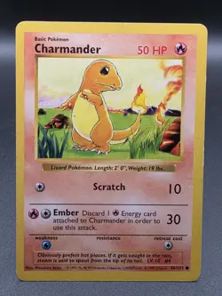 Charmander 46/102 Base Set Shadowless Pokemon Card - MP - Image 1