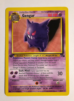 Pokemon WOTC Fossil Gengar 20/62 1st Edition Non-Holo Rare LP - Image 1