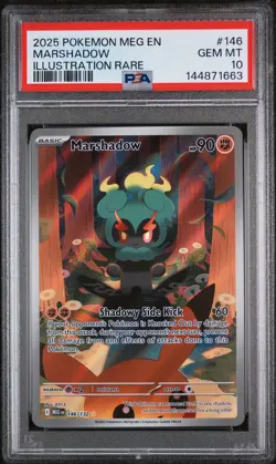 2025 POKEMON MEG EN-MEGA EVOLUTION ILLUSTRATION RARE #146 MARSHADOW PSA 10 - Image 1