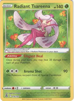 Radiant Tsareena 016/195 Radiant Rare Silver Tempest Pokemon NM - Image 1