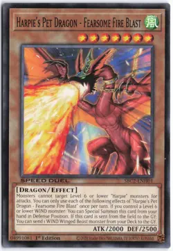Yugioh - Harpie's Pet Dragon - Fearsome Fire Blast SBC2-ENH01 1st Edition - Spee - Image 1