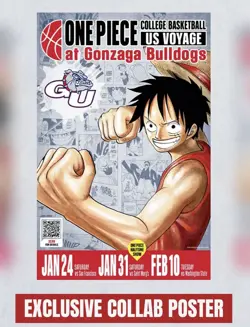 One Piece Monkey.D.Luffy College Basketball Promo Card + Gonzaga Poster + Shirt - Image 5