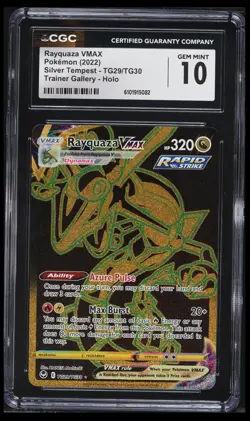 CGC 10 Gem Mint | Pokemon Silver Tempest Rayquaza VMAX Gold TG29/TG30 Card - Image 1