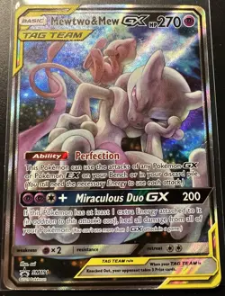 Pokemon Mewtwo & Mew GX SM Promo TAG TEAM 270 HP Holo Card SM191 2019 - Image 1