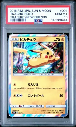 Pikachu - Holo Promo Rare 004/004 New Friends Japanese - Pokemon Card PSA 10 - Image 1