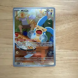 Pokemon TCG Minun 194/182 Paradox Rift Holo Card, Illustration Rare, Full Art - Image 1