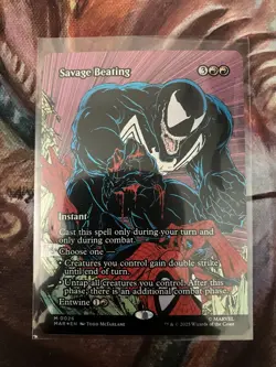 Savage Beating (Borderless) MTG Spider-Man Mythic Rare Foil NM Pack Fresh - Image 1