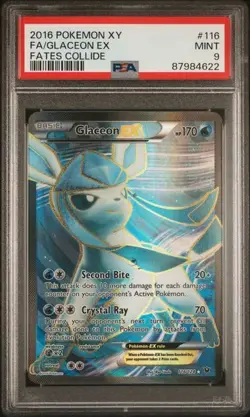 2016 POKEMON XY FATES COLLIDE #116 FA/GLACEON EX FATES COLLIDE PSA 9 - Image 1
