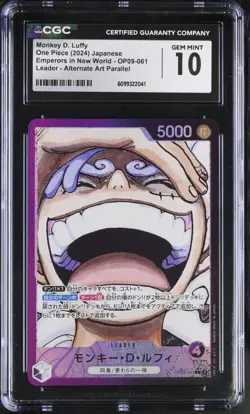 One Piece Japanese Monkey D. Luffy OP09-061 Alternate Art CGC 10 - Image 1