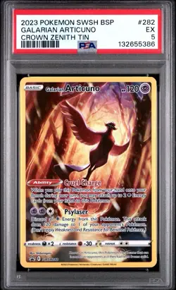 2023 Crown Zenith Tin Black Star Promo # 282 Galarian Articuno PSA 5 Free Ship! - Image 1