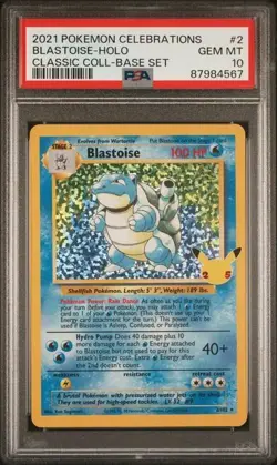 2021 POKEMON CELEBRATIONS CLASSIC COLLECTION #2 BLASTOISE-HOLO CLASSIC PSA 10 - Image 1