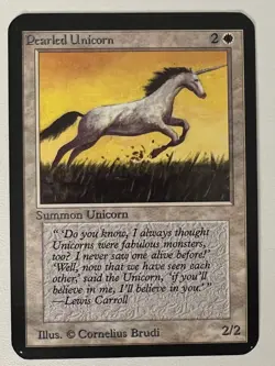 Magic the Gathering MTG Alpha Pearled Unicorn NM (Beta Bob) - Image 1