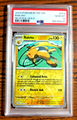 Raichu Reverse Holo #052 - PSA GEM MT 10 - 2024 SV Temporal Forces - Pokemon TCG - Image 1