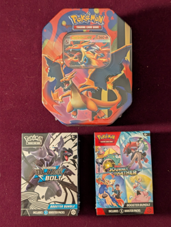 Pokemon Mega Charizard Tin, Black Bolt, Journey Together Booster Bundles Lot (3) - Image 1
