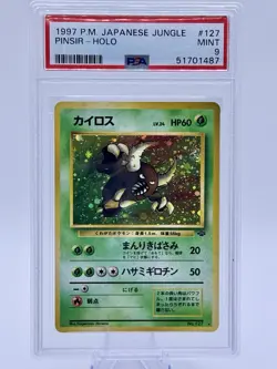 VINTAGE HOLO RARE 1997 Pokemon Japanese Jungle PINSIR #127 PSA 9 MINT - Image 1
