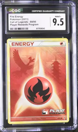 CGC 9.5 Fire Energy 2011 Call of Legends Play! 89/95 Reverse Holo Pokemon Card - Image 1