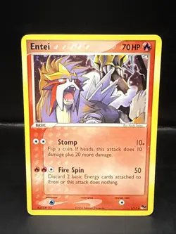 Pokemon TCG Entei 1/17 Pop Series 2 Holo Rare Card - Image 1