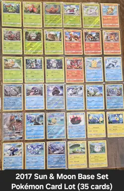 2017 Sun and Moon Base Set Pokemon Card Lot - 35 cards (LAPRAS GX) - Image 1