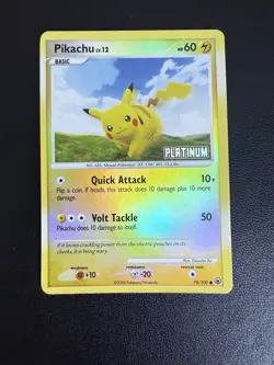 Pikachu 70/100 Reverse Holo Platinum Stamped Pokemon Cards LP - Image 1