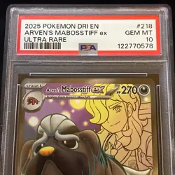 Pokemon TCG Arvens Mabosstiff EX 218/182 SV10 Destined Rivals Full Art PSA10 Gem - Image 2