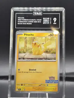 2025 Pokemon Pikachu #214 Illustration Contest Black Star Promo TAG 9 Mint SVP - Image 1