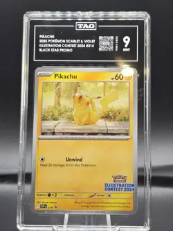 2025 Pokemon Pikachu #214 Illustration Contest Black Star Promo TAG 9 Mint SVP - Image 3