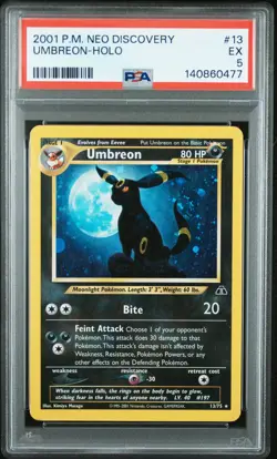 2001 POKEMON NEO DISCOVERY #13 UMBREON-HOLO PSA 5 - Image 1
