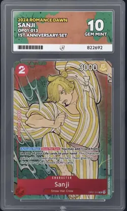 Sanji OP01-013 - 1st Anniversary Premium Bandai Promo One Piece ACE 10 Graded - Image 1