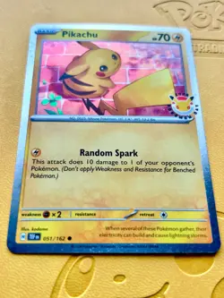 Pikachu 2026 Pokemon Day Stamp - 051/162 - Temporal Forces - Promo Cosmos Holo - Image 2