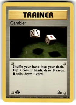 Gambler 60/62 - Fossil - 1st Edition - Pokemon TCG NM - Image 1