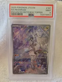 N'S RESHIRAM ENHANCED BSTR BOX TOPPER STAMPED 2025 POKEMON JTG EN #167 PSA... - Image 1